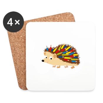 Hedgehog colored pencil - Coasters (set of 4) - white - Front