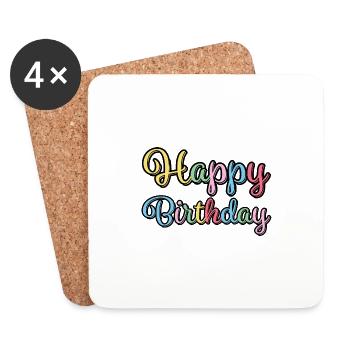 Joyeux anniversaire Félicitations Cadeau - Dessous de verre (lot de 4) - blanc - Devant