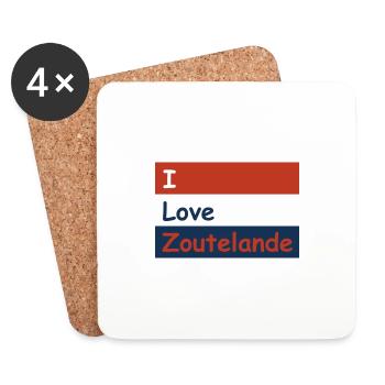 Flag I Love Zoutelande - Coasters (set of 4) - white - Front
