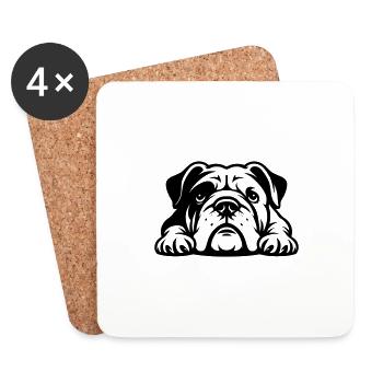 Liegende Bulldogge Vektordesign - Untersetzer (4er-Set) - Weiß - Vorne