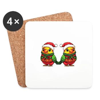 Papagai Weihnachten Team - Untersetzer (4er-Set) - Weiß - Vorne