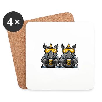 Nashorn Ski Team Bier - Untersetzer (4er-Set) - Weiß - Vorne