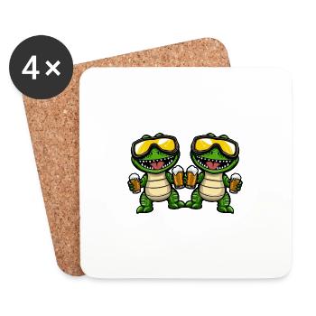 Alligator Ski Team Bier - Untersetzer (4er-Set) - Weiß - Vorne