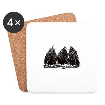 Funny funny birds - Coasters (set of 4) - white - Front