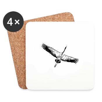 Heron bird in flight - Coasters (set of 4) - white - Front