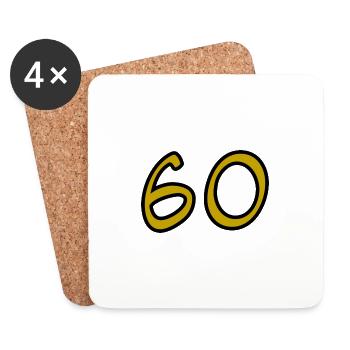 60. 60 YEARS. 60th ANNIVERSARY. 60TH BIRTHDAY. - Coasters (set of 4) - white - Front