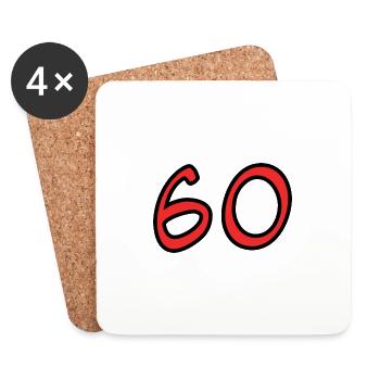 60. 60 YEARS. 60th ANNIVERSARY. 60TH BIRTHDAY. - Coasters (set of 4) - white - Front