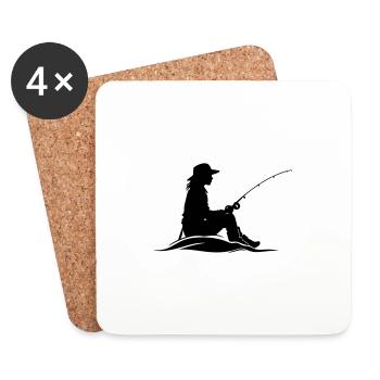 Fishing Woman Icon - Coasters (set of 4) - white - Front