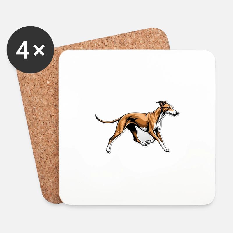 Whippet - Untersetzer (4er-Set) - Weiß