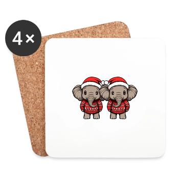 L’équipe de Noël Mammut - Dessous de verre (lot de 4) - blanc - Devant