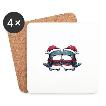 Wal Weihnachten Team - Untersetzer (4er-Set) - Weiß - Vorne