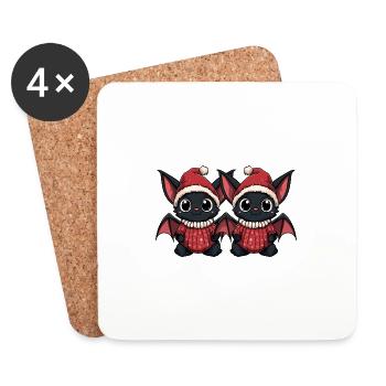 L’équipe de Noël des chauves-souris - Dessous de verre (lot de 4) - blanc - Devant