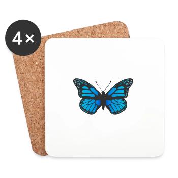 Blue Butterfly icon symbol logo moth - Coasters (set of 4) - white - Front