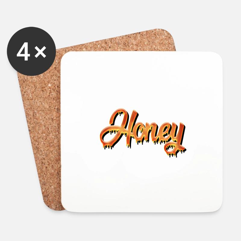 Honey Honig fliessend Graffiti Schriftzug - Untersetzer (4er-Set) - Weiß