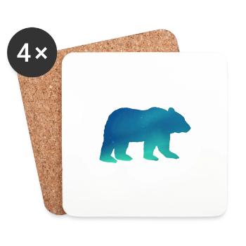 Silhouette d’ours - Dessous de verre (lot de 4) - blanc - Devant