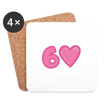 60th Birthday Heart - Coasters (set of 4) - white - Front