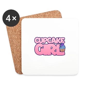 Cupcake Mädchen Backen - Untersetzer (4er-Set) - Weiß - Vorne