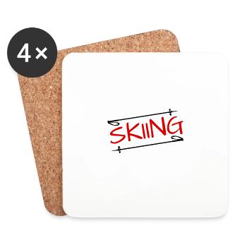 Skiing Apres Ski - Untersetzer (4er-Set) - Weiß - Vorne