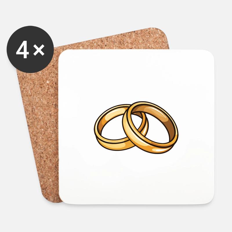 Eheringe Hochzeit - Untersetzer (4er-Set) - Weiß