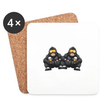 Gorilla Ski Team Bier - Untersetzer (4er-Set) - Weiß - Vorne