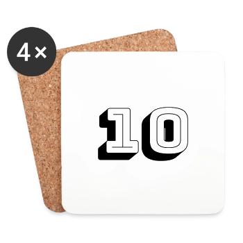Numéro de maillot - Dix - Numéro - Dessous de verre (lot de 4) - blanc - Devant