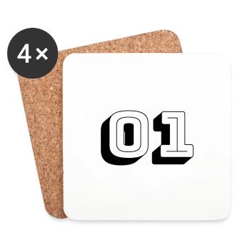 01 - Number -Team - Coasters (set of 4) - white - Front