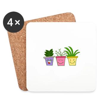 Drôles de plantes - Dessous de verre (lot de 4) - blanc - Devant