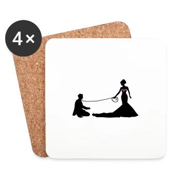 Hochzeit Brautpaar Leine - Untersetzer (4er-Set) - Weiß - Vorne