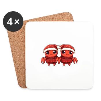 Équipe de Noël Crab Crab - Dessous de verre (lot de 4) - blanc - Devant
