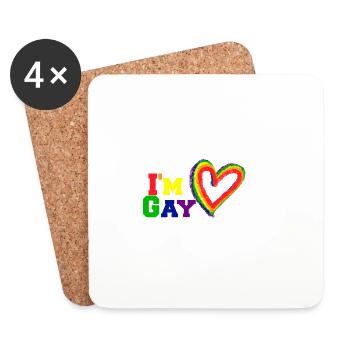 Je suis gay - Dessous de verre (lot de 4) - blanc - Devant