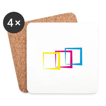 Quadrat Viereck Muster Geometrie - Untersetzer (4er-Set) - Weiß - Vorne