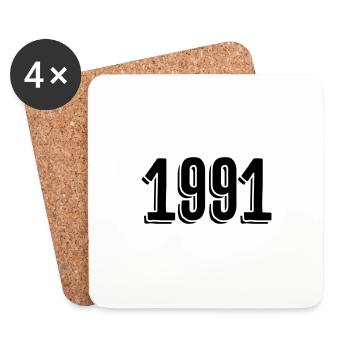 Année de naissance 1991 Cadeaux - Dessous de verre (lot de 4) - blanc - Devant