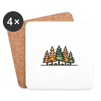 Forest, Landscape, Trees - Coasters (set of 4) - white - Front