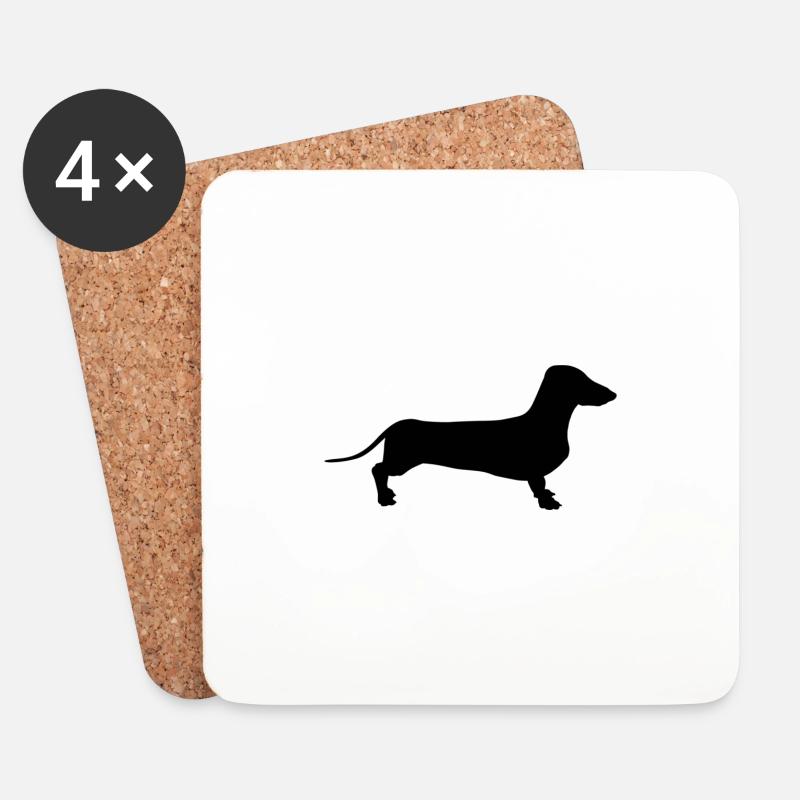 Dackel Schatten Illustration - Untersetzer (4er-Set) - Weiß