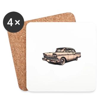 Oldtimer Oldtimer Illustration - Untersetzer (4er-Set) - Weiß - Vorne