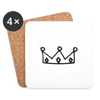 Crown Drawing Sketch - Coasters (set of 4) - white - Front
