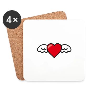 Heart Wings Angel Wings - Coasters (set of 4) - white - Front