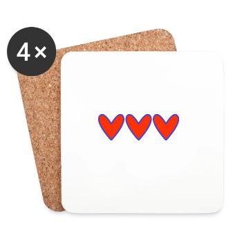 MOM. MOTHER'S DAY. HEART. FEAST. HAPPY BIRTHDAY - Coasters (set of 4) - white - Front