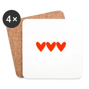 HEART. HAPPY BIRTHDAY. CHRISTMAS. YEAR. ANNIVERSARY. - Coasters (set of 4) - white - Front