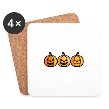 Bande dessinée d’Halloween citrouille - Dessous de verre (lot de 4) - blanc - Devant