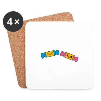 Bonbons Kawaii - Dessous de verre (lot de 4) - blanc - Devant