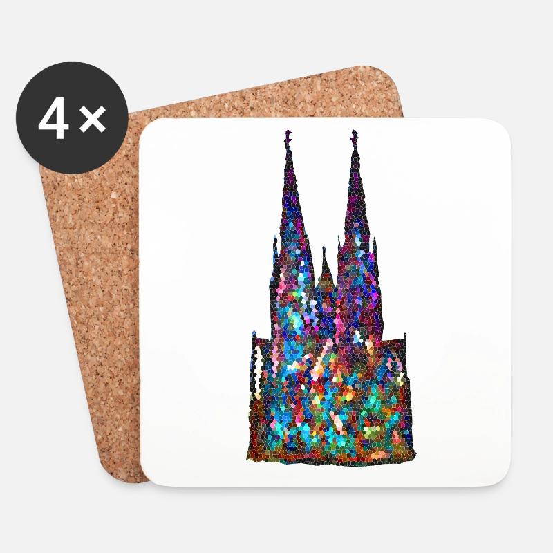 Kölner Dom - Cologne Cathedral - Untersetzer (4er-Set) - Weiß