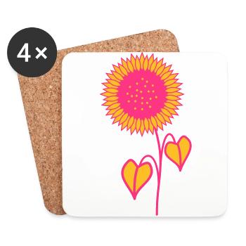 Sonnenblume pink - Untersetzer (4er-Set) - Weiß - Vorne