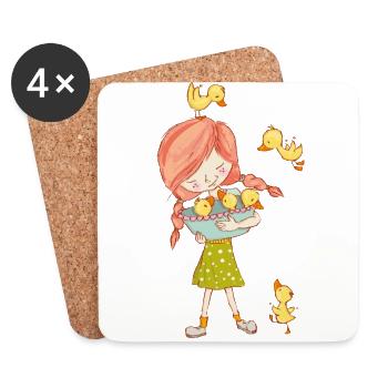 Fille de canard - Dessous de verre (lot de 4) - blanc - Devant