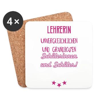 Beste Lehrerin Tasse - Untersetzer (4er-Set) - Weiß - Vorne