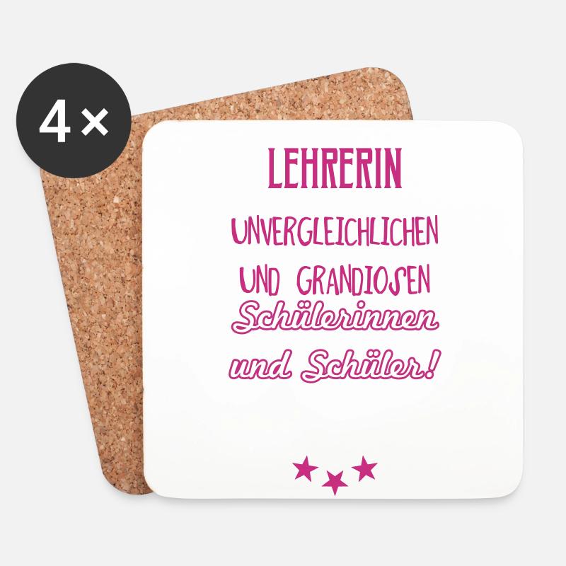 Beste Lehrerin Tasse - Untersetzer (4er-Set) - Weiß