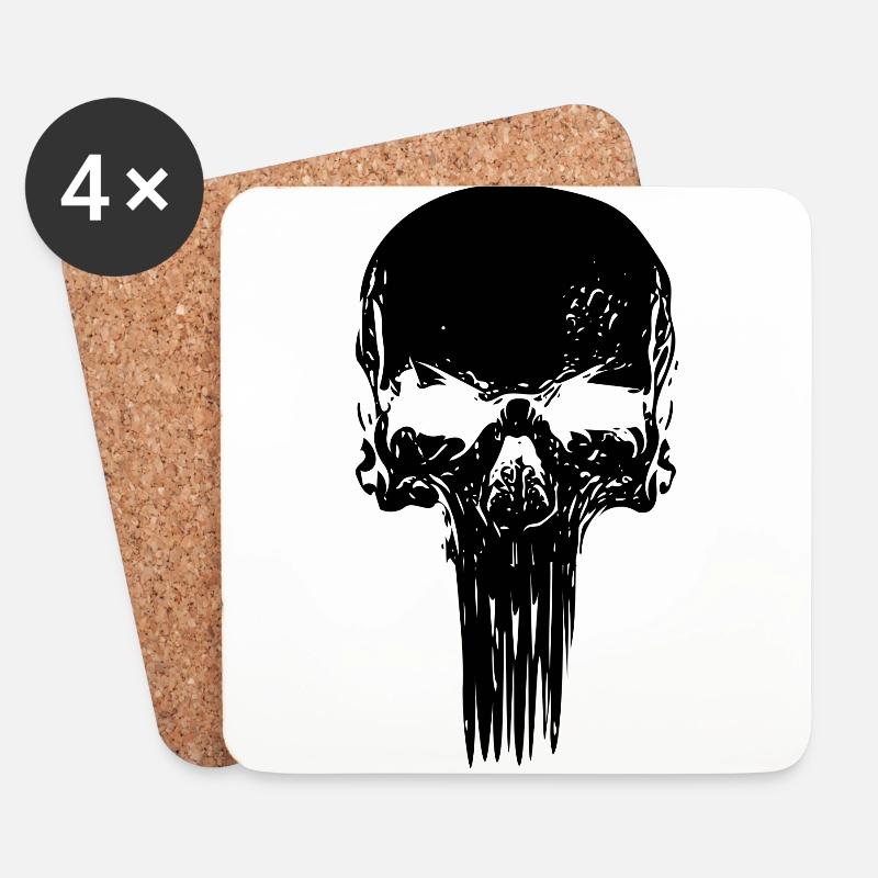 Skull long - Untersetzer (4er-Set) - Weiß