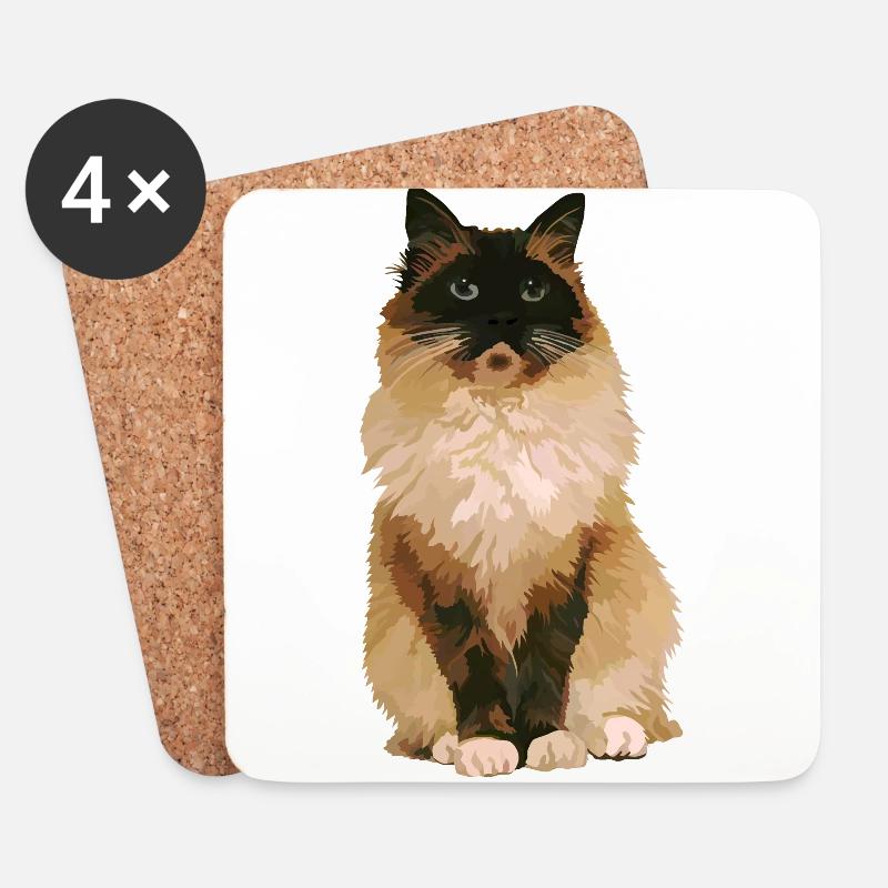 Ragdoll-Katze 1 - Untersetzer (4er-Set) - Weiß