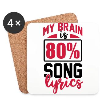 My Brain is 80% Song Lyrics Musik Singen Gesang - Untersetzer (4er-Set) - Weiß - Vorne
