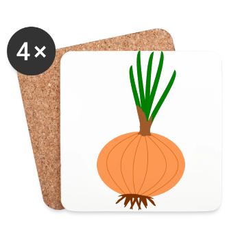 zwiebeln onion halloween gemuese vegetables29 - Untersetzer (4er-Set) - Weiß - Vorne
